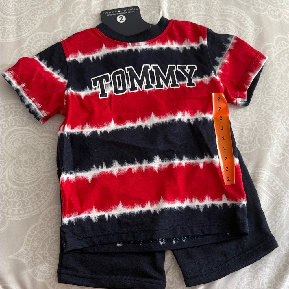 Tommy Hilfiger Red and Black Tie-Dye Set